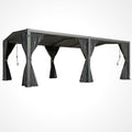 12X20 Louvered Pergola,Dark Grey Aluminum Frame with Adjustable Rainproof Roof, Featuring Waterproof Curtains and Nets