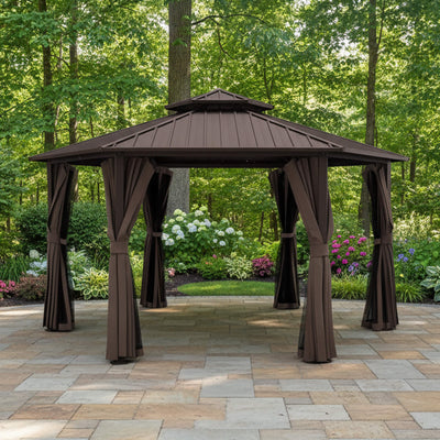 [13X15FT] Alora Hardtop Hexagonal Gazebo With Curtains And Netting [No Furniture] (SAK60713)