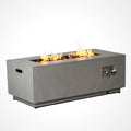 50000 BTU Rectangular Steel Fire Pit 42" Propane Gas Fire Pit Table Gray 2-Pieces for outside with Glass Wind Guard