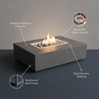 Concrete Fire Pit Table - Rectangular — Lifestyle