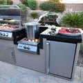 KoKoMo BBQ Island - 7'6" Outdoor Kitchen with 4-Burner Grill, Wok Burner & Refrigerator