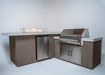 KoKoMo Outdoor Kitchen Island with Fire Feature – 7'6" x 9'