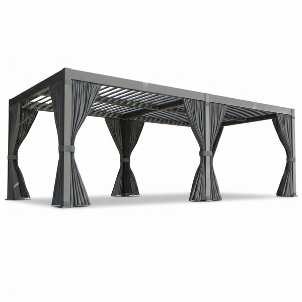 10X12/12X20Ft Louvered Pergola, Waterproof Roof All Weather Rust-Resistant Gazebo for Backyard Patio