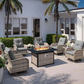 Patio Swivel Rocking Chair Set with Fire Pit